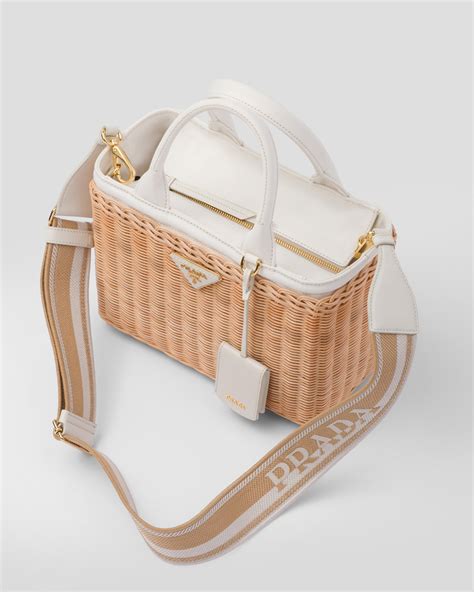 prada tota|Prada wicker tote.